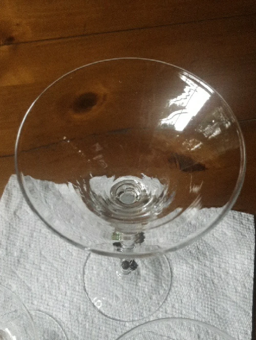 Clear Beaded Stem Martini Glasses - Set of 3